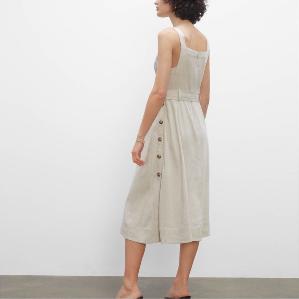 Club Monaco Side Button Linen Midi Dress - Picture 2 of 12